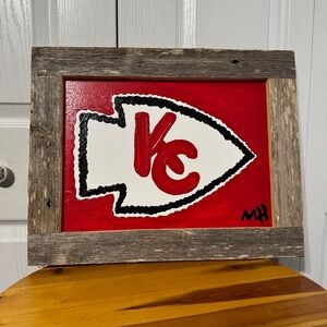 Hand painted framed signed MH KC wall hanger decor